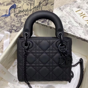 CHRISTIAN DIOR Matte Calfskin Cannage Mini Lady Dior 